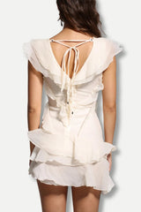 Asymmetric Ruffled Mini Dress