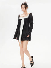 Y2K Lace Strap Bow Mini Dress