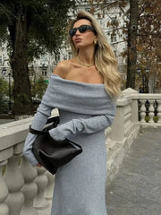 Y2K Off- Shoulder Maxi Dress
