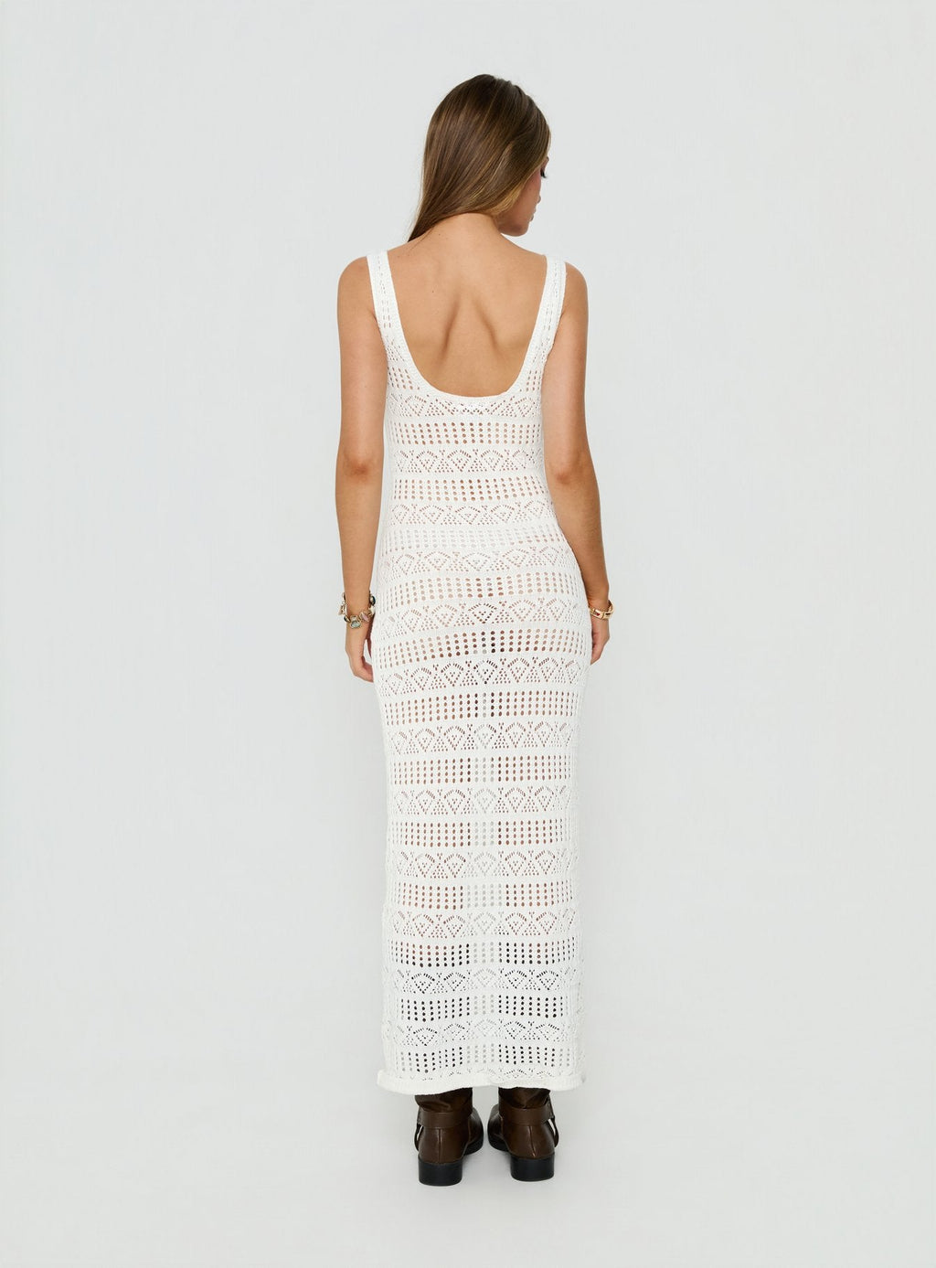 Ledena Knit V Neck Maxi Dress Cream