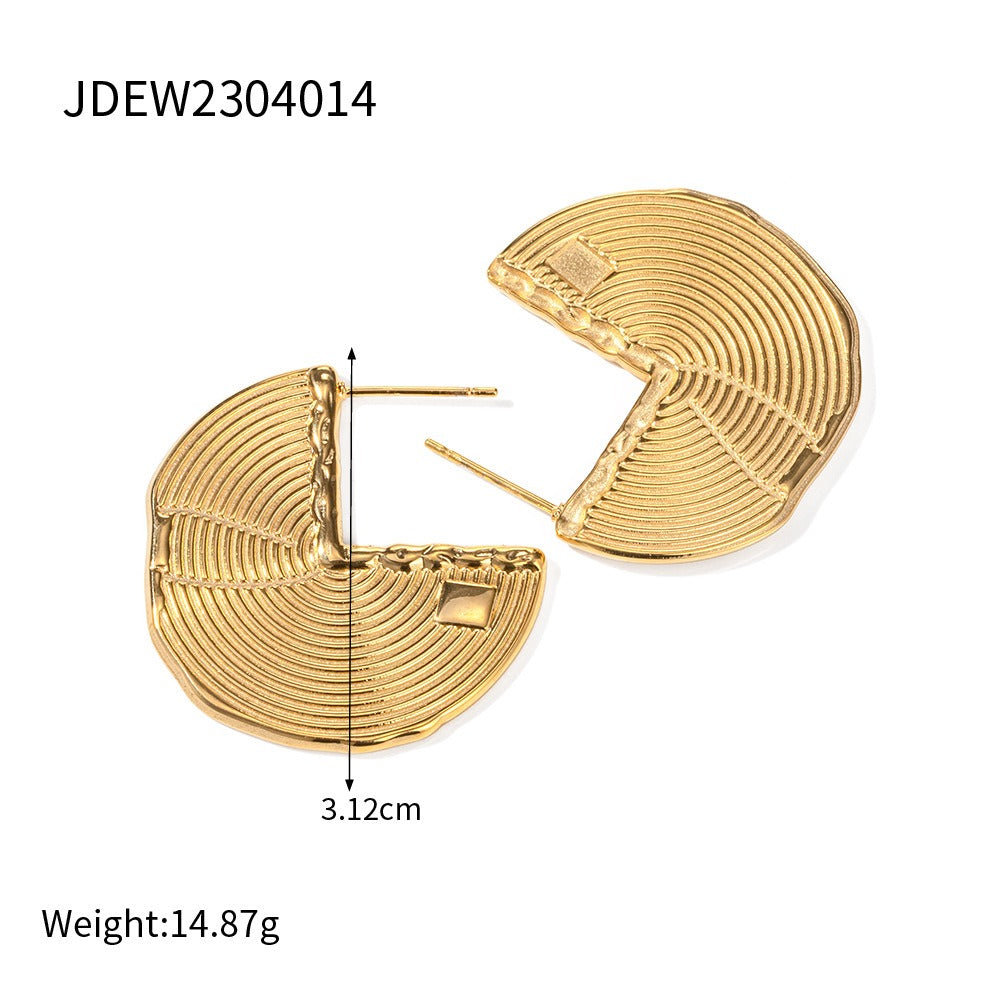 Ribbed Fan-Shaped Earrings
