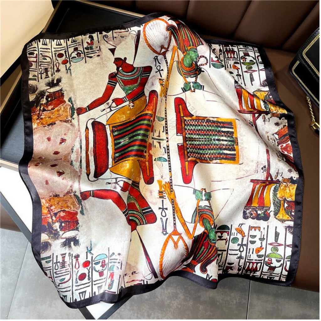 Vintage Print Silk Square Scarf