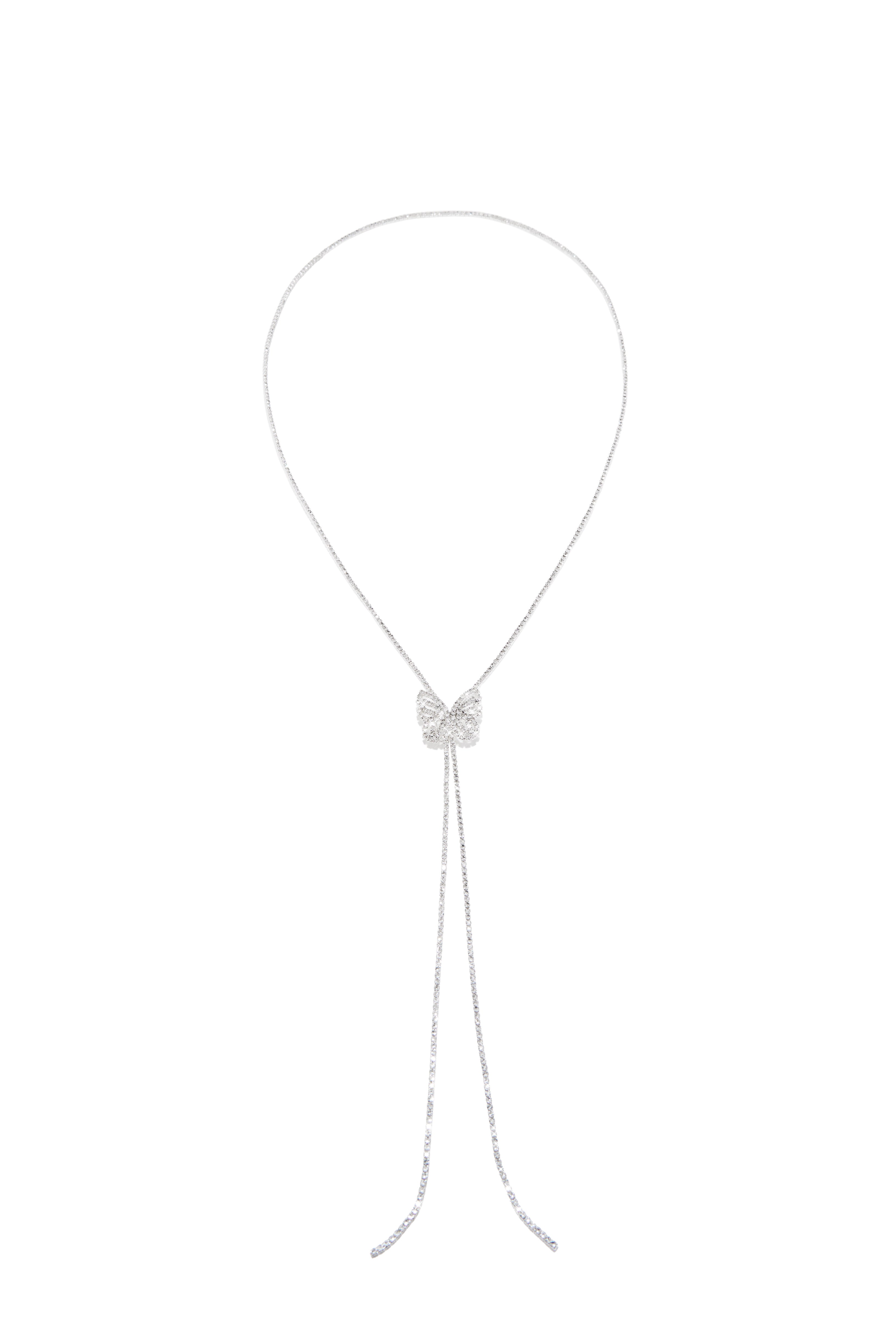 Mariposa Embellished Slide Necklace - Silver