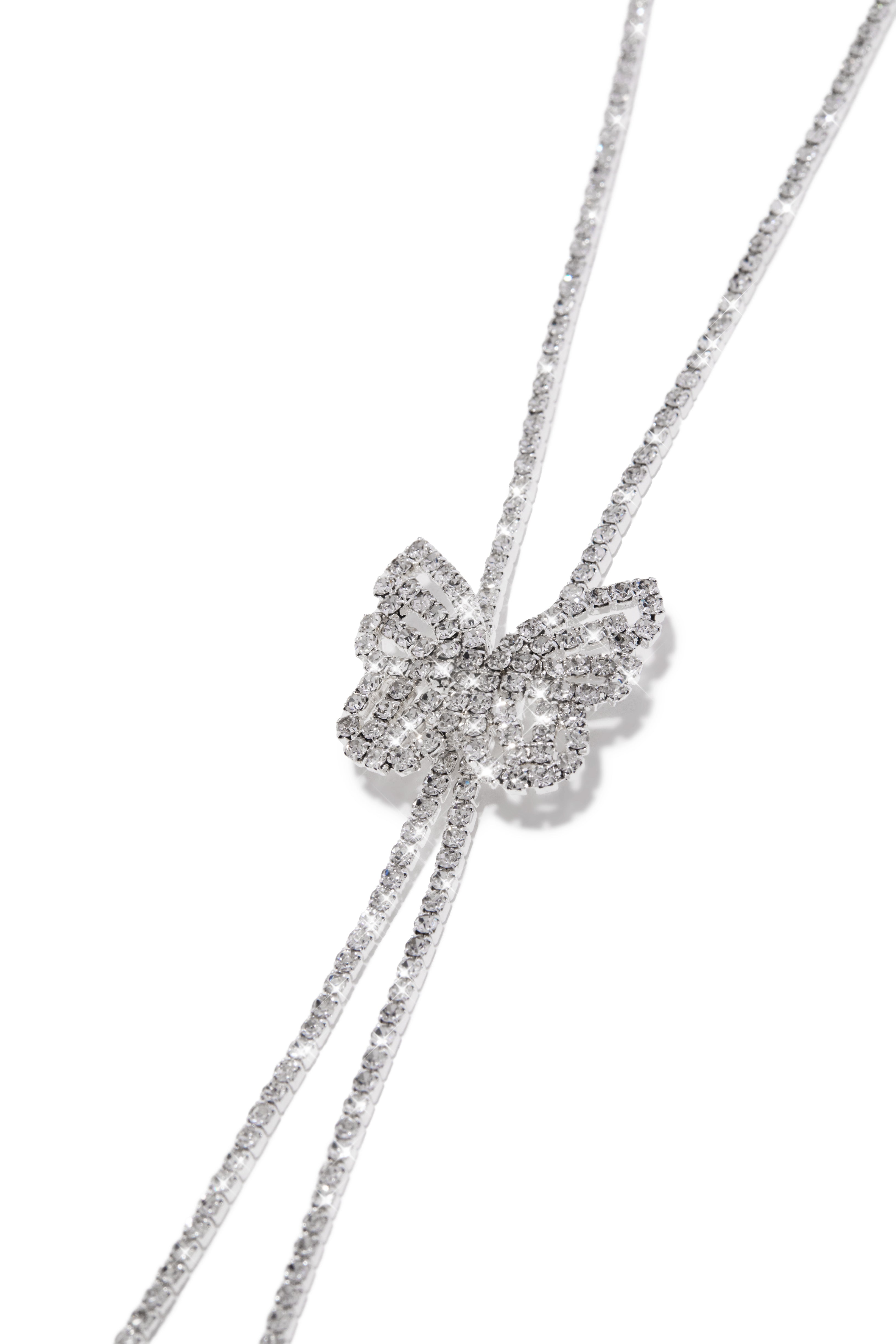 Mariposa Embellished Slide Necklace - Silver