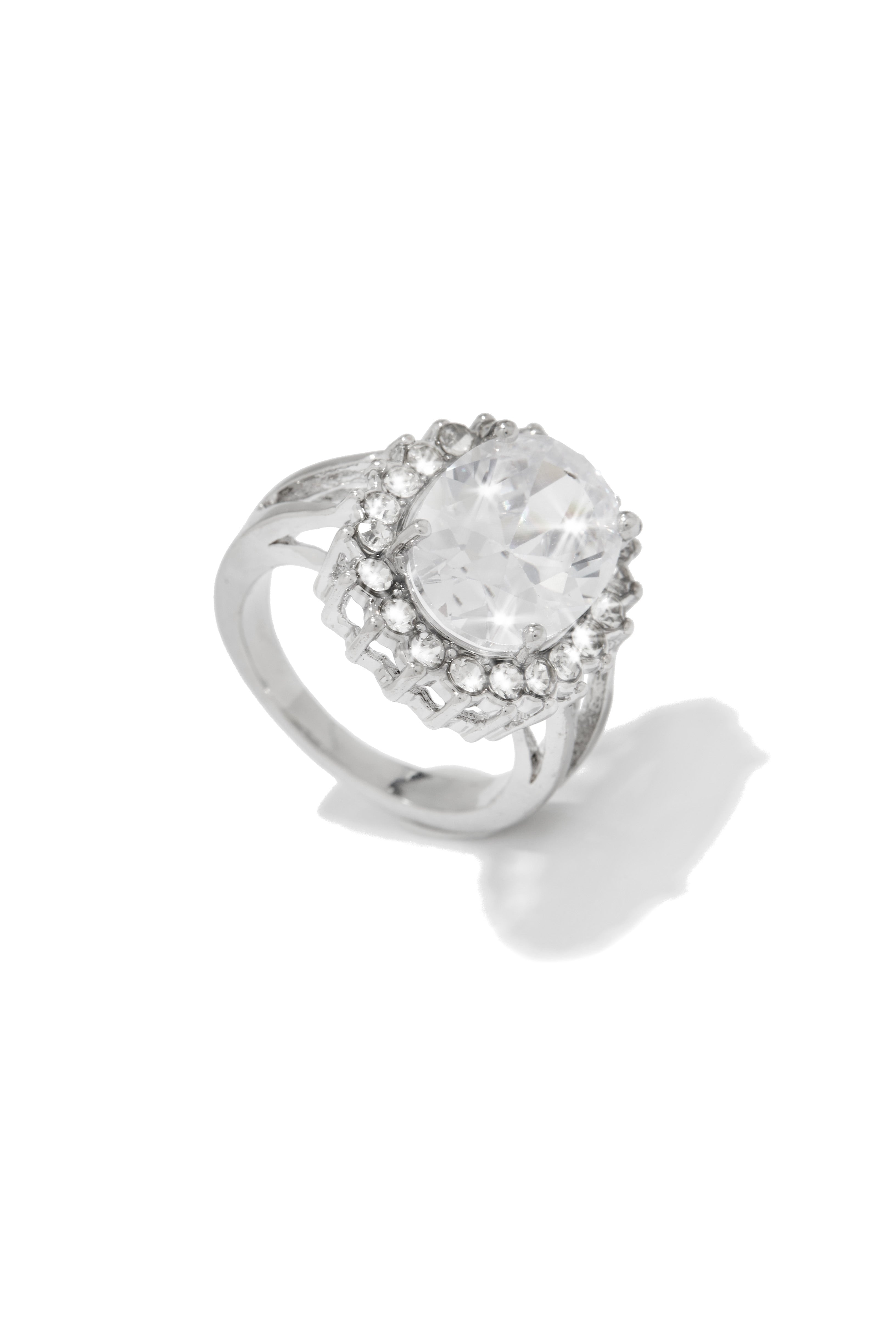 Pretty Glares Embellished Statement Ring - Silver